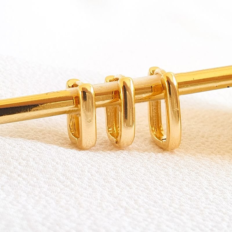 BRINCO TRIO DE ARGOLAS QUADRADA LISA