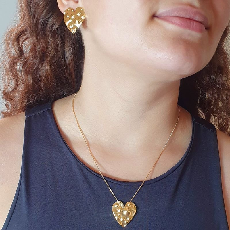 CONJUNTO CORAÇÃO COM BOLINHAS TRABALHADA