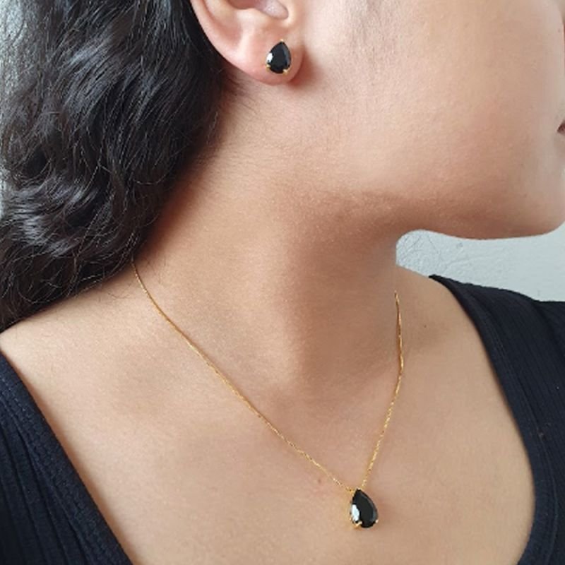 CONJUNTO CORRENTE FEMININA FIO ITALIANO GOTA 45CM