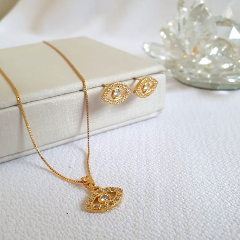 CONJUNTO DE OLHO GREGO COM ZIRCÔNIA