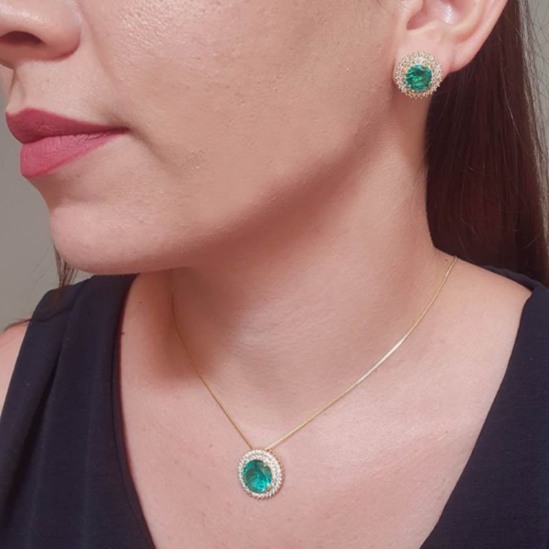 CONJUNTO REDONDO COM ZIRCÔNIAS COLORIDAS