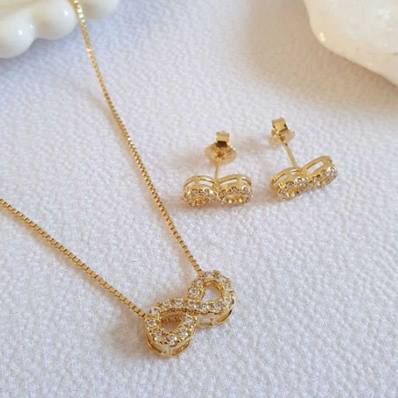 CONJUNTO SÍMBOLO DO INFINITO COM ZIRCÔNIAS