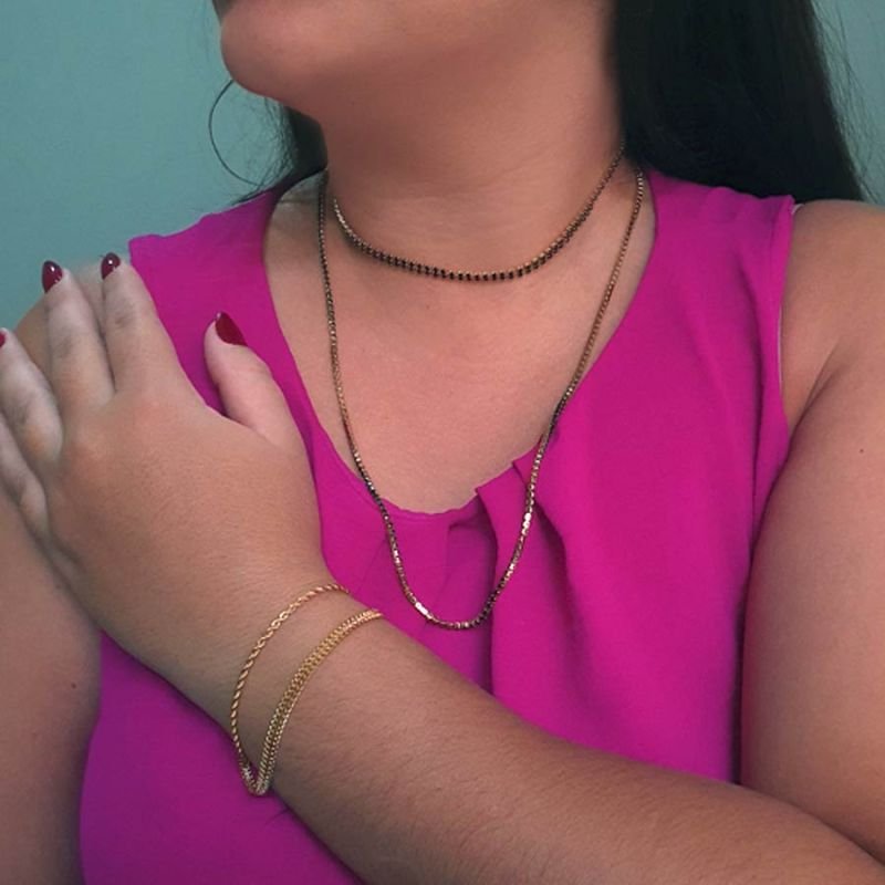 CORRENTE FEMININA CHOKER DUPLO DE STRASS