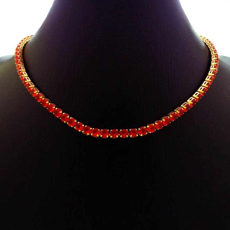CORRENTE FEMININA CHOKER MALHA DE ZIRCÔNIA COLORIDA