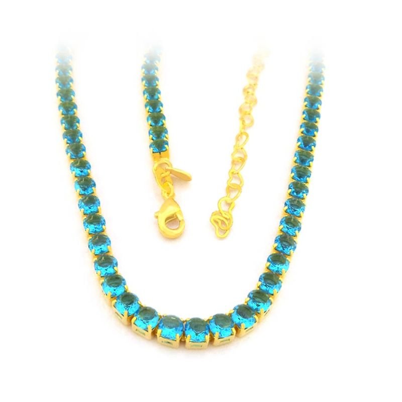 CORRENTE FEMININA CHOKER MALHA DE ZIRCÔNIA COLORIDA