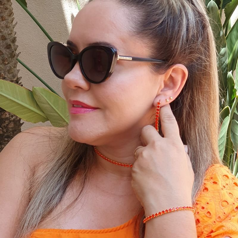 CORRENTE FEMININA CHOKER MALHA DE ZIRCÔNIA COLORIDA
