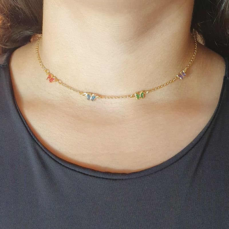 CORRENTE FEMININA COM BORBOLETA DE ZIRCÔNIAS