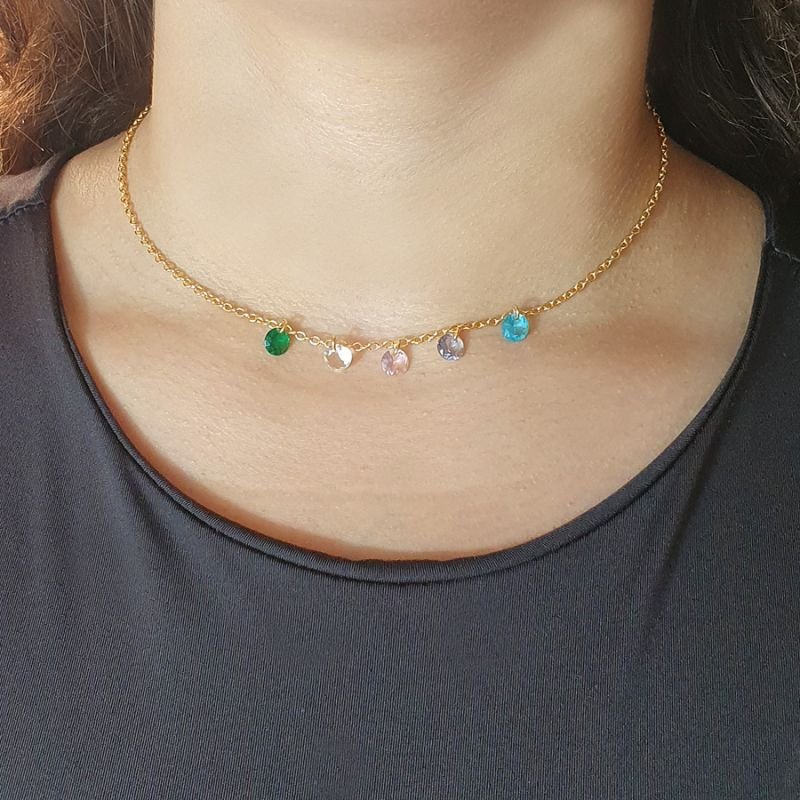 CORRENTE FEMININA COM CINCO ZIRCÔNIAS