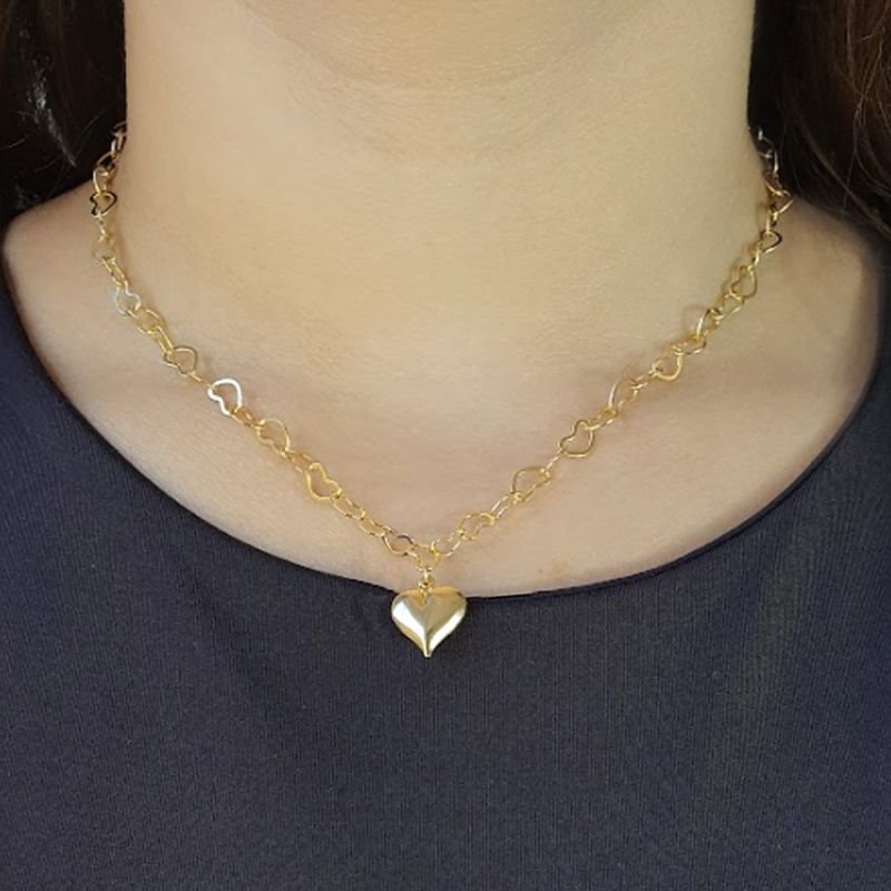 CORRENTE FEMININA COM CORAÇÃO DUPLO LISO