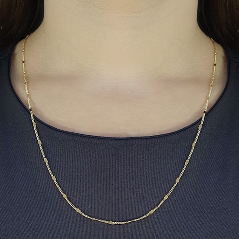 CORRENTE FEMININA COM CORAÇÕES 70CM MAIS 5CM DE EXTENSOR