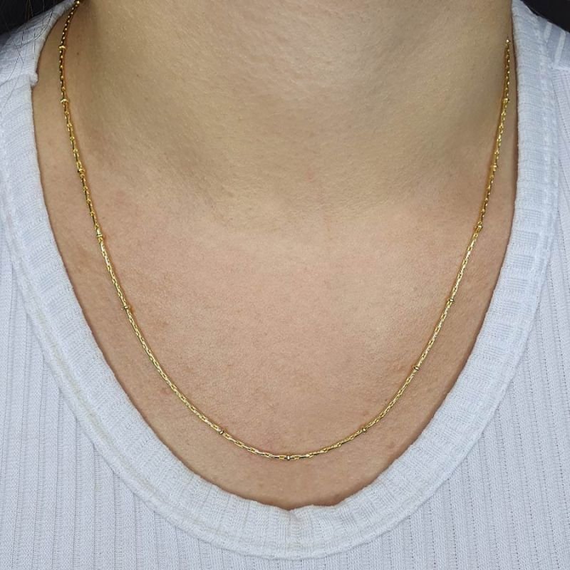 CORRENTE FEMININA DIAMANTADA COM BOLINHAS
