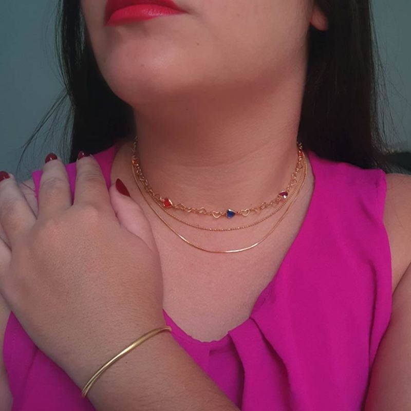 CORRENTE FEMININA MALHA DE BOLINHAS