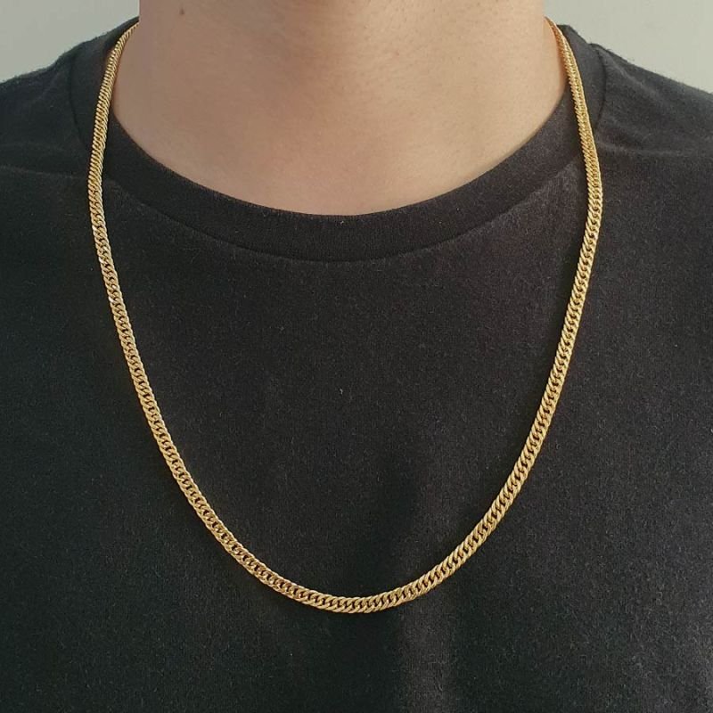 CORRENTE MASCULINA MALHA DUPLA 4MM 60CM