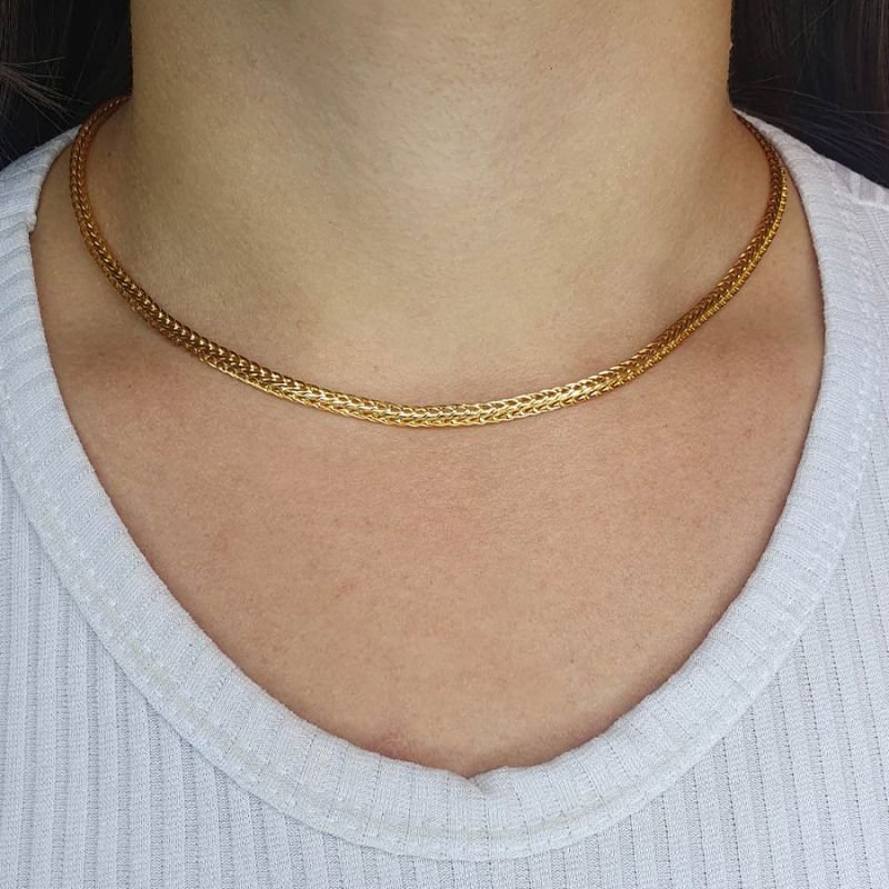 CORRENTE FEMININA MALHA DUPLA TRABALHADA 40CM MAIS 5CM