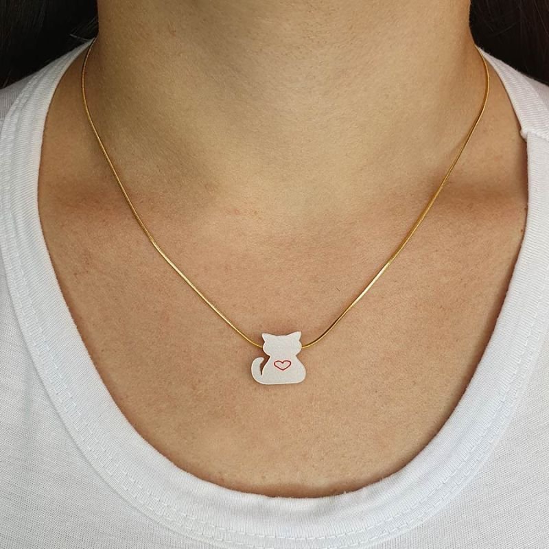 CORRENTE FEMININA RABO DE RATO COM GATO DE MADREPÉROLA