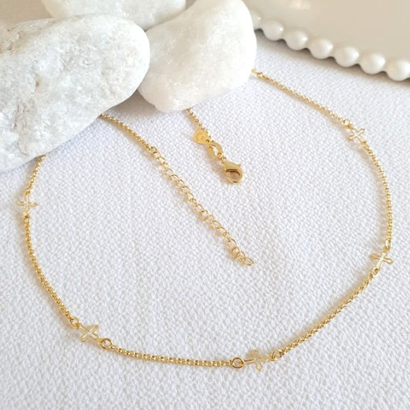 CORRENTE INFANTIL COM VARIAS CRUZ LISA ELO PORTUGUÊS