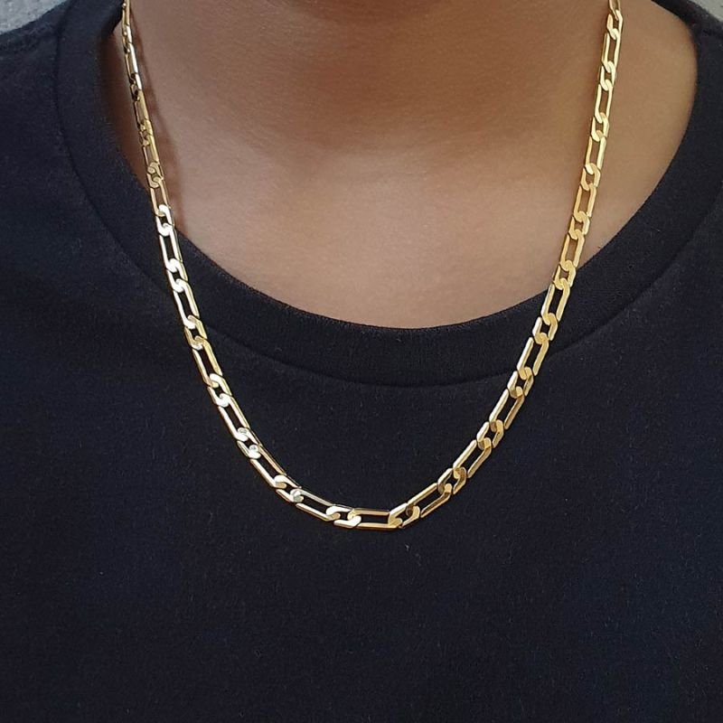 CORRENTE MASCULINA ACHATADA E DIAMANTADA 4MM 50CM
