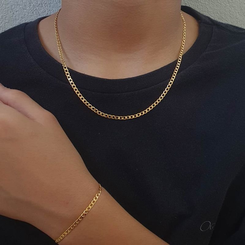 CORRENTE MASCULINA DIAMANTADA 3MM 45CM