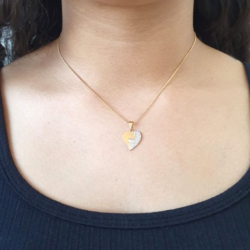 PINGENTE CORAÇÃO COM APLIQUE DE RÓDIO