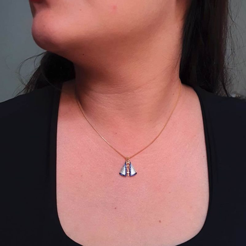 PINGENTE NOSSA SENHORA APARECIDA VAZADA COM ZIRCÔNIAS