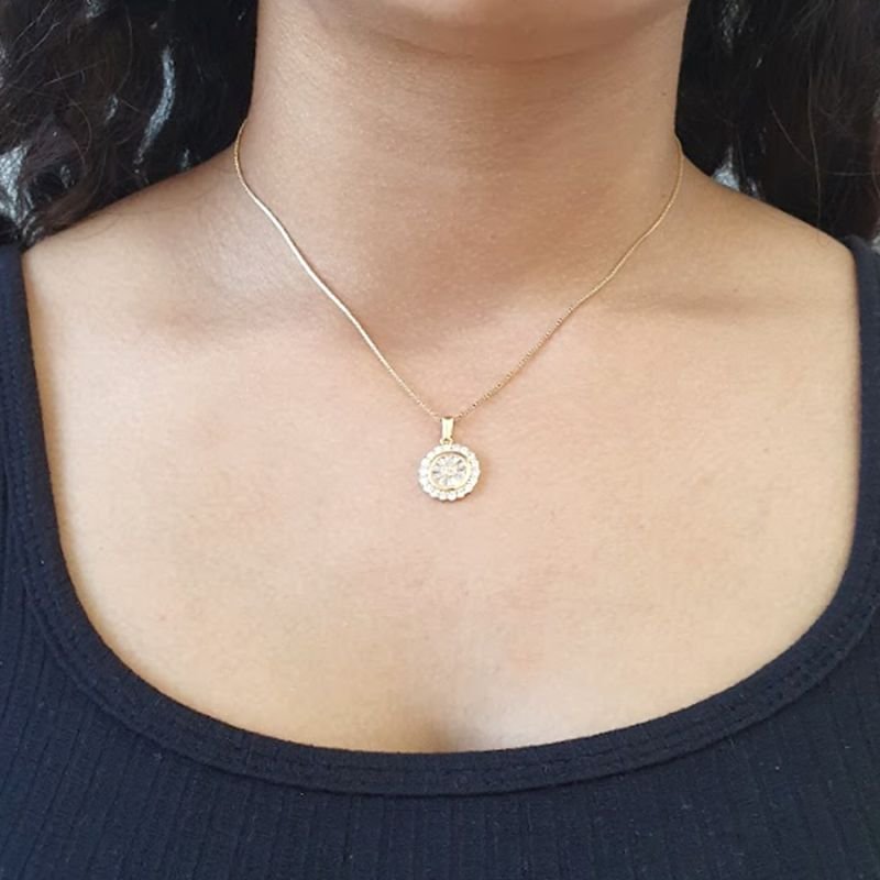 PINGENTE REDONDO PIZZA COM ZIRCÔNIAS