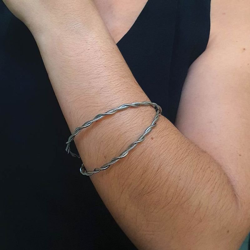 PULSEIRA FEMININA BRACELETE AÇO TORCIDO