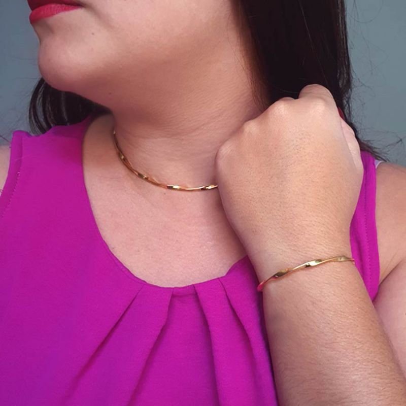 PULSEIRA FEMININA BRACELETE REGULÁVEL TORCIDO