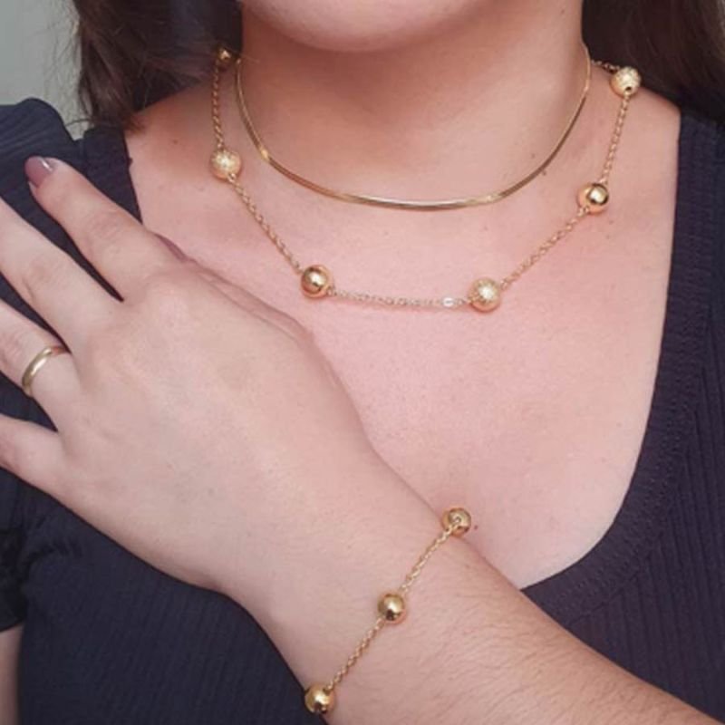 PULSEIRA FEMININA COM CINCO BOLINHAS LISAS 21CM