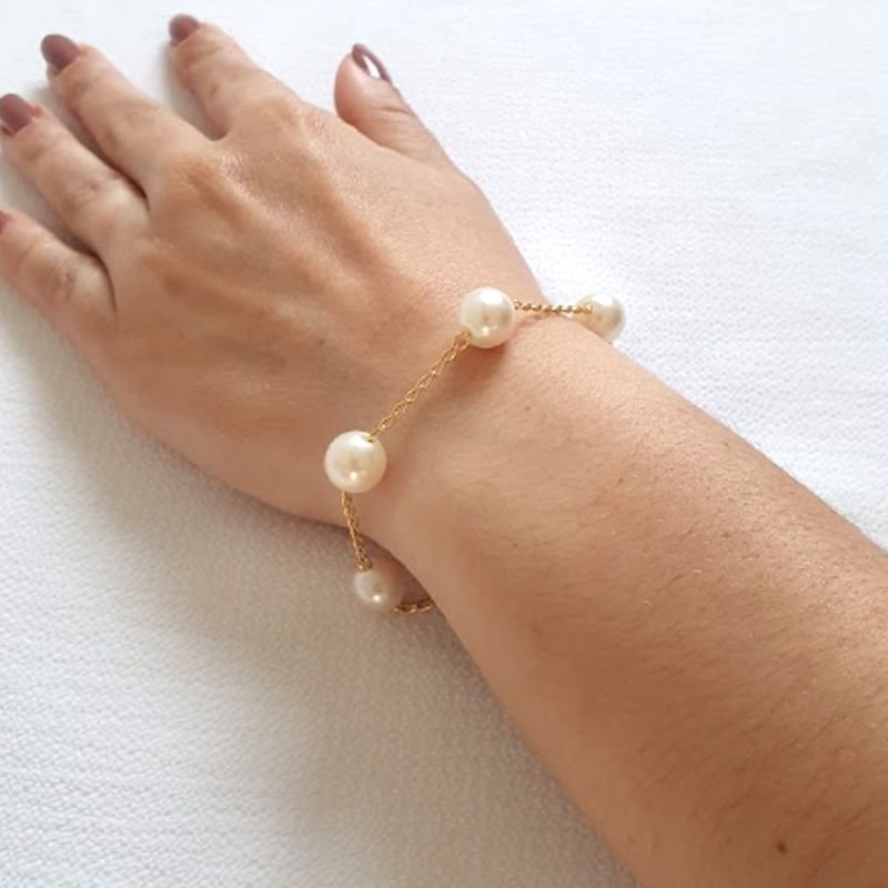 PULSEIRA FEMININA COM CINCO PÉROLAS