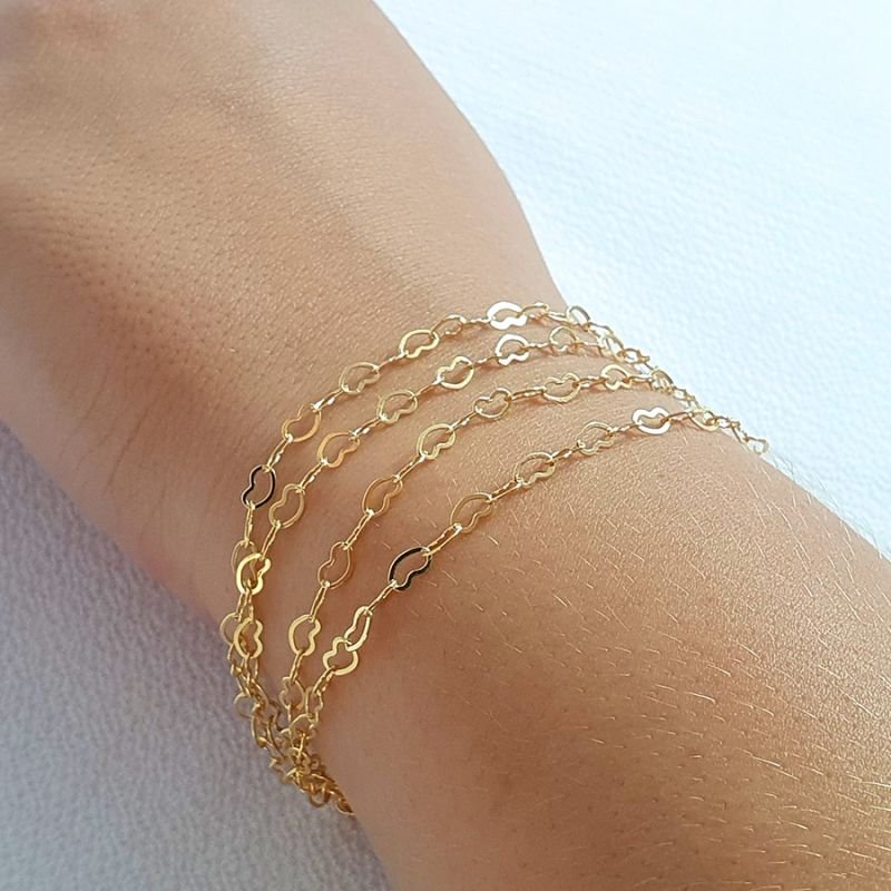 PULSEIRA FEMININA COM QUATRO MALHA DE CORAÇÃO