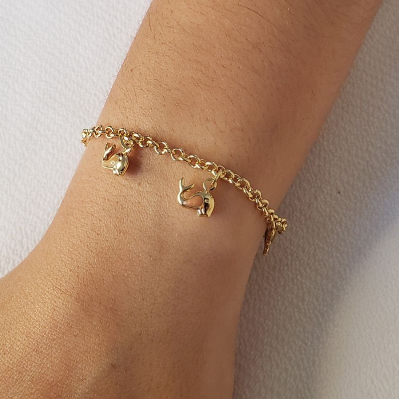 PULSEIRA FEMININA ELO PORTUGUÊS COM CINCO BALEIA