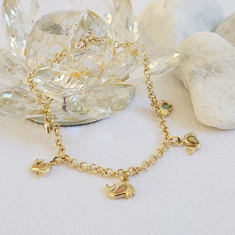 PULSEIRA FEMININA ELO PORTUGUÊS COM CINCO BALEIA