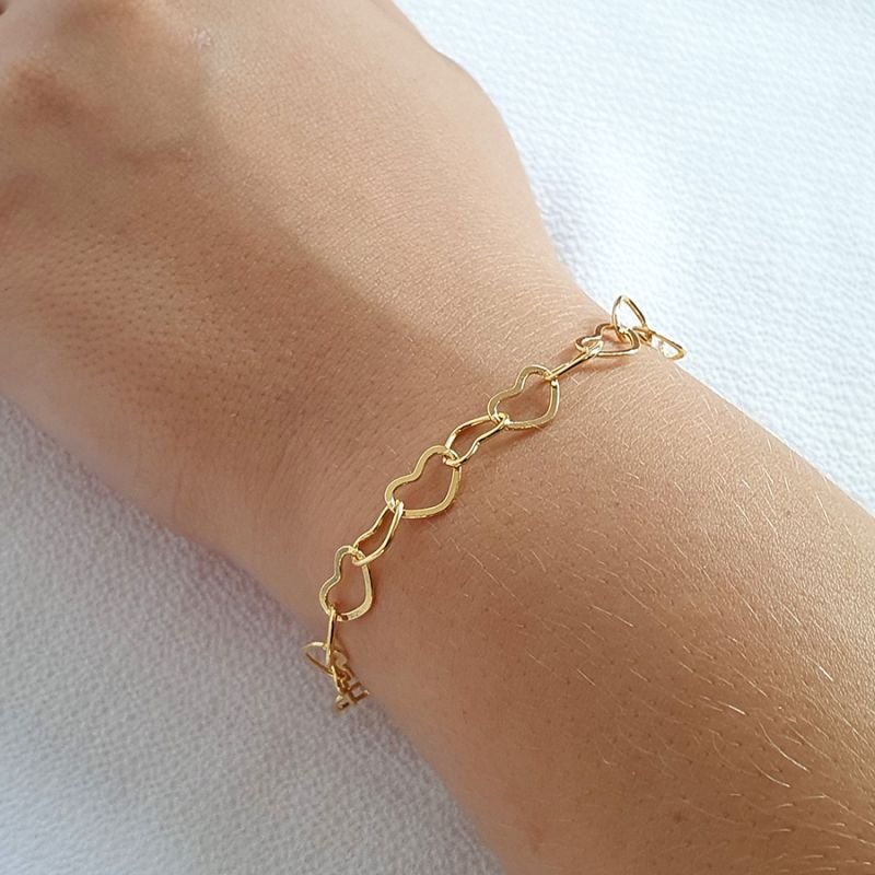PULSEIRA FEMININA MALHA CORAÇÃO 7MM 18CM
