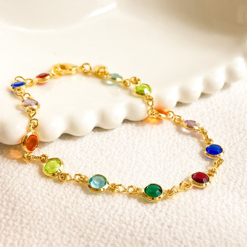 PULSEIRA FEMININA MALHA DE ZIRCÔNIAS COLORIDAS ESCURA