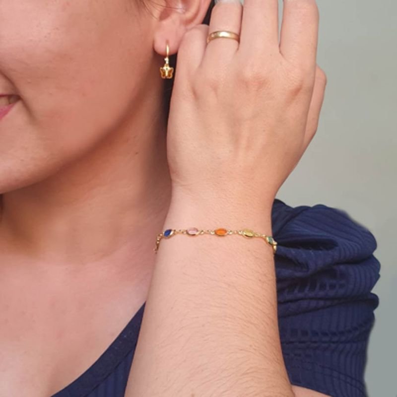 PULSEIRA FEMININA MALHA DE ZIRCÔNIAS OVAIS