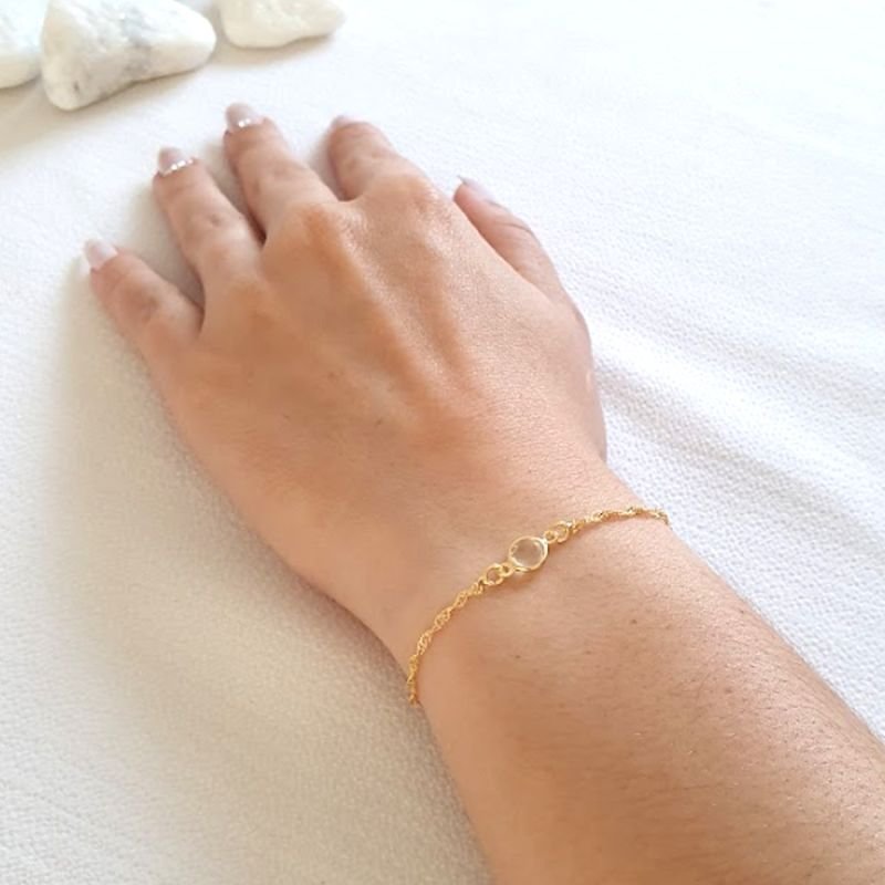 PULSEIRA INFANTIL COM PEDRA MALHA TORCIDA