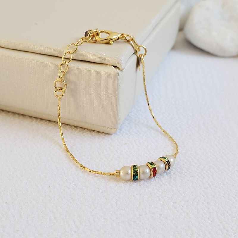 PULSEIRA INFANTIL QUATRO PÉROLAS COM STRASS