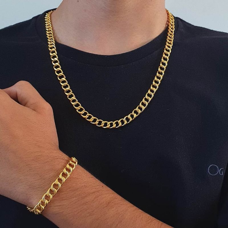 PULSEIRA MASCULINA DIAMANTADA ELOS GROUMET COM FECHO GAVETA