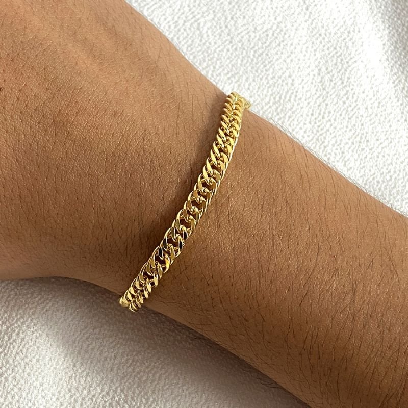 PULSEIRA MASCULINA ELOS DUPLOS DIAMANTADO