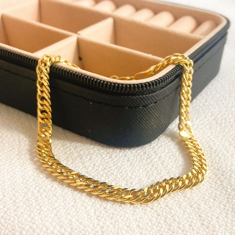 PULSEIRA MASCULINA ELOS DUPLOS DIAMANTADO