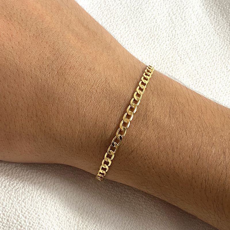 PULSEIRA MASCULINA FINA DIAMANTADA 4MM 21CM